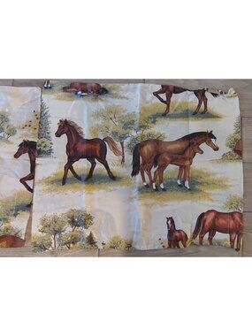 2 Vintage Horse Pillowcases, Domestications, Equestrian Country Cottagecore